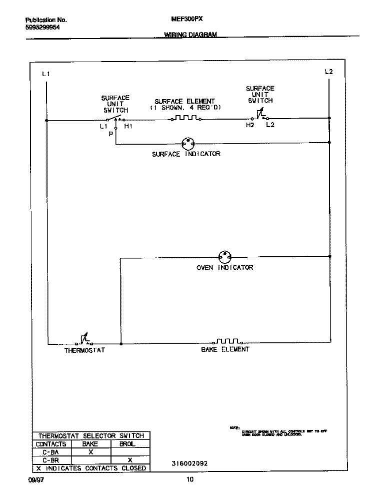 WIRING DIAGRAM Diagram and Parts List for MEF300PXWE  Frigidaire Range