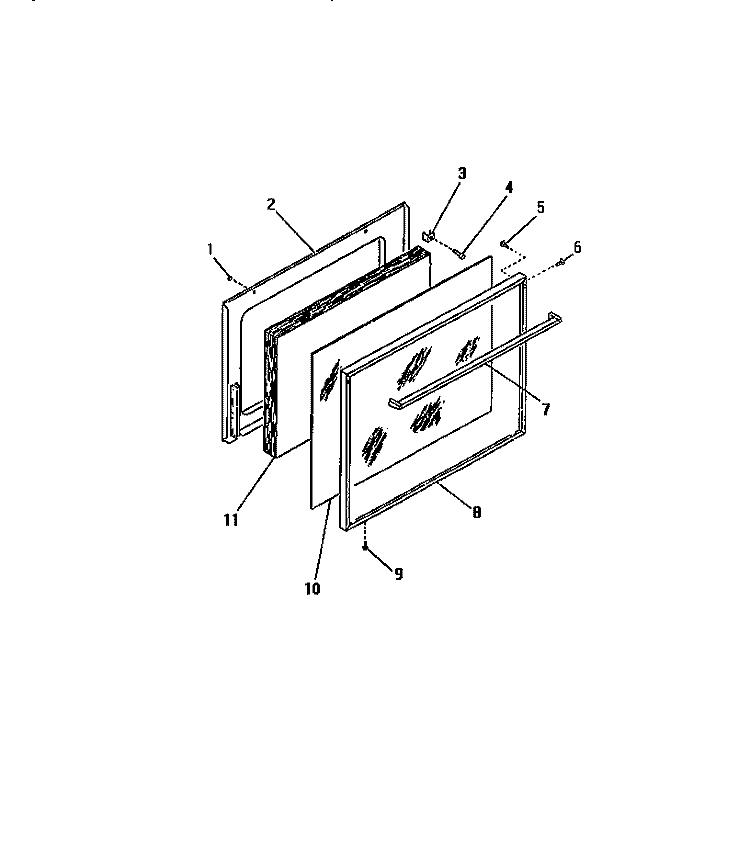 OVEN DOOR, PANELS Diagram and Parts List for G32BCL0  Frigidaire Range