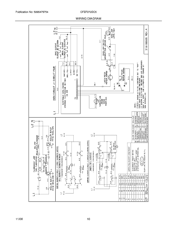 WIRING DIAGRAM Diagram and Parts List for CFEF272DC5  Frigidaire Range