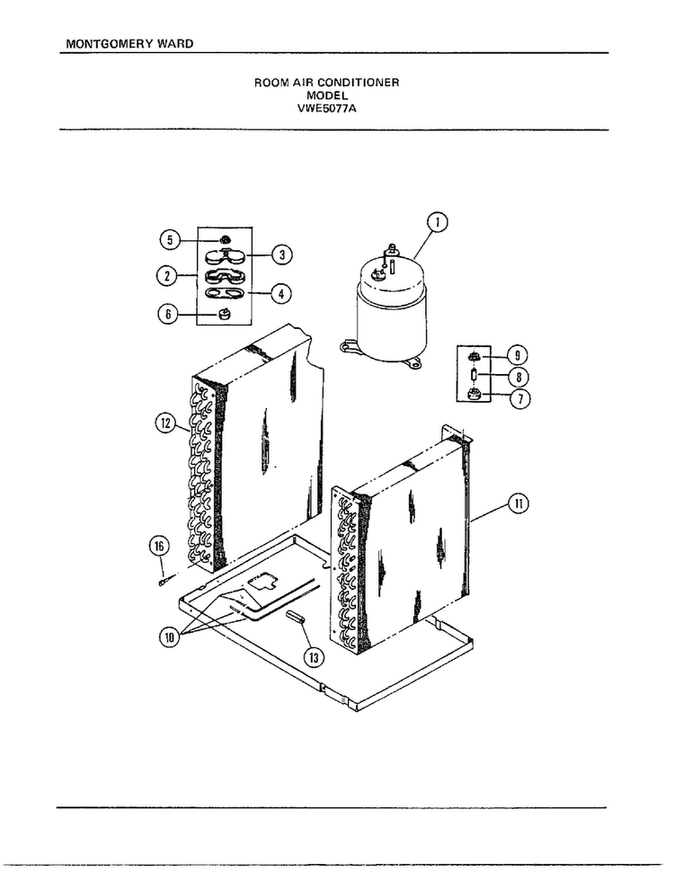 Room Air Conditioner Page 5 Diagram and Parts List for 5077A  Frigidaire Air Conditioner
