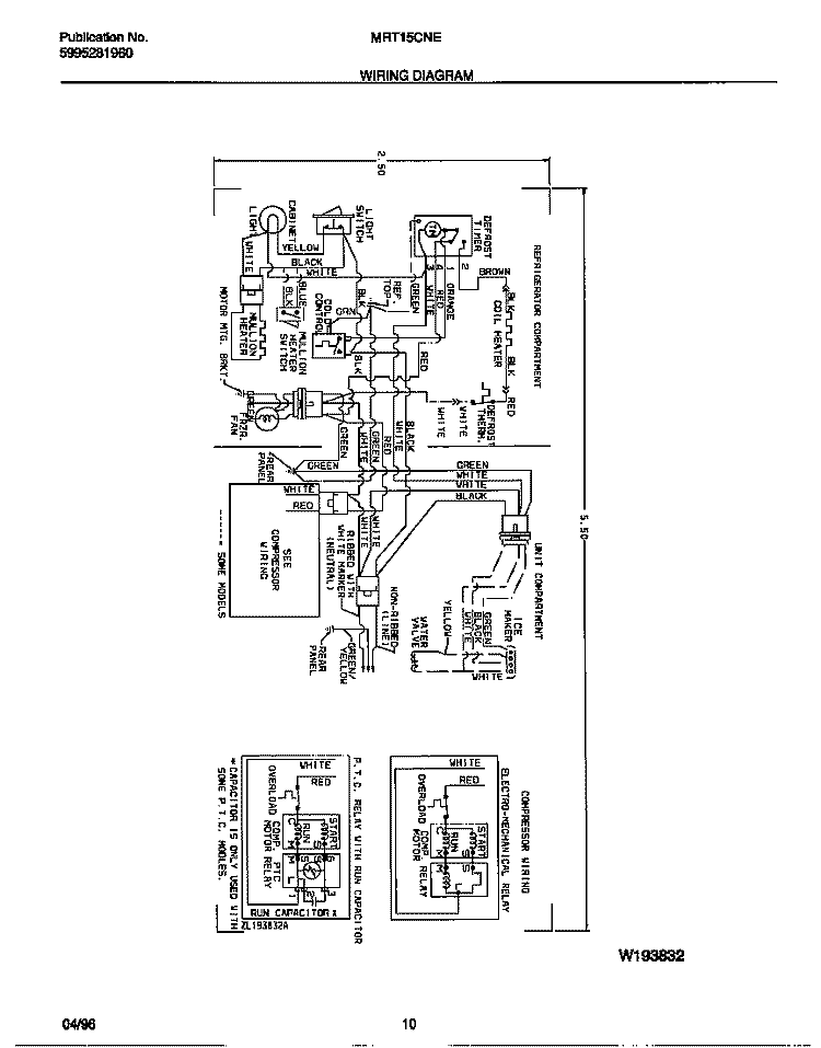 WIRING DIAGRAM Diagram and Parts List for MRT15CNEY0  Frigidaire Refrigerator