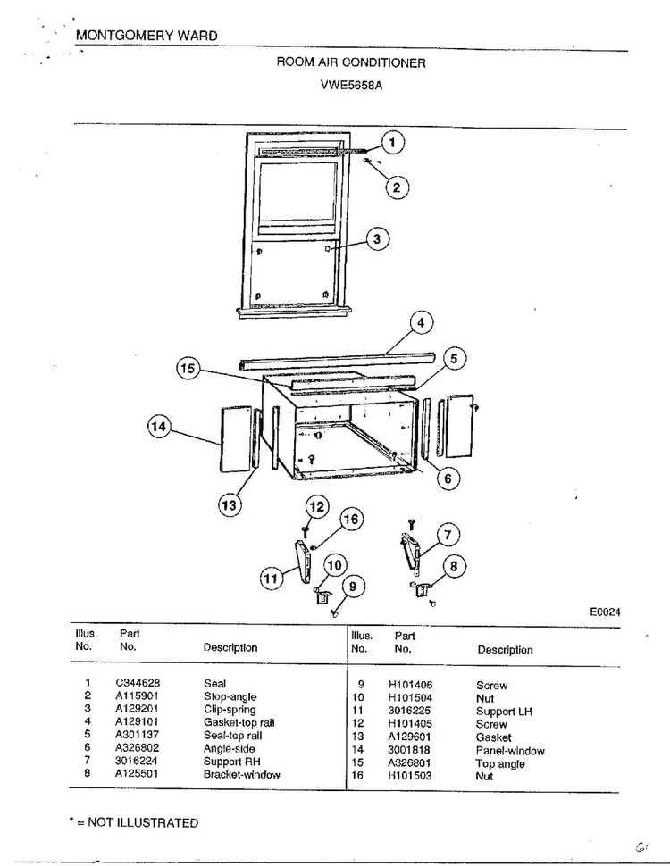 Room Air Conditioner Page 5 Diagram and Parts List for 5658A  Frigidaire Air Conditioner