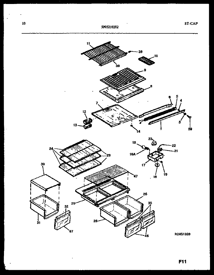 SHELVES AND SUPPORTS Diagram and Parts List for RT176NCD0  Frigidaire Refrigerator