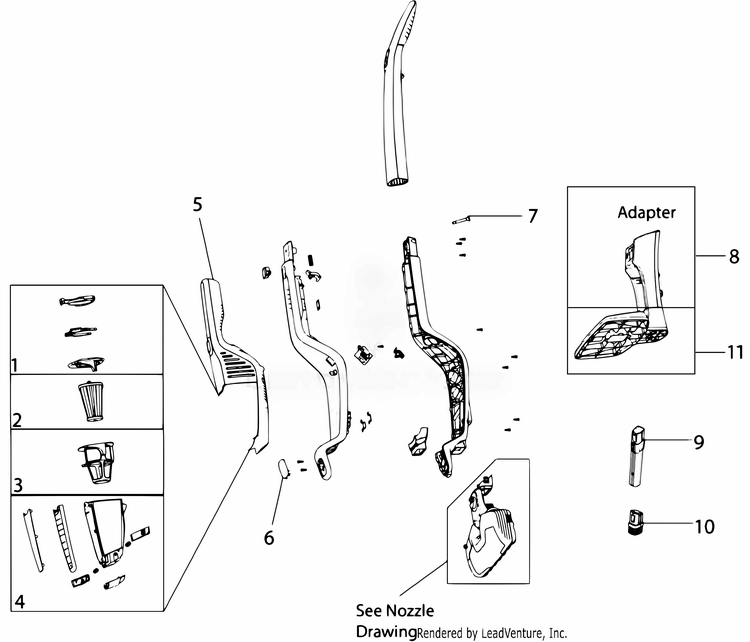 Main Unit Diagram and Parts List for EL2024AX  Electrolux Upright Vacuum