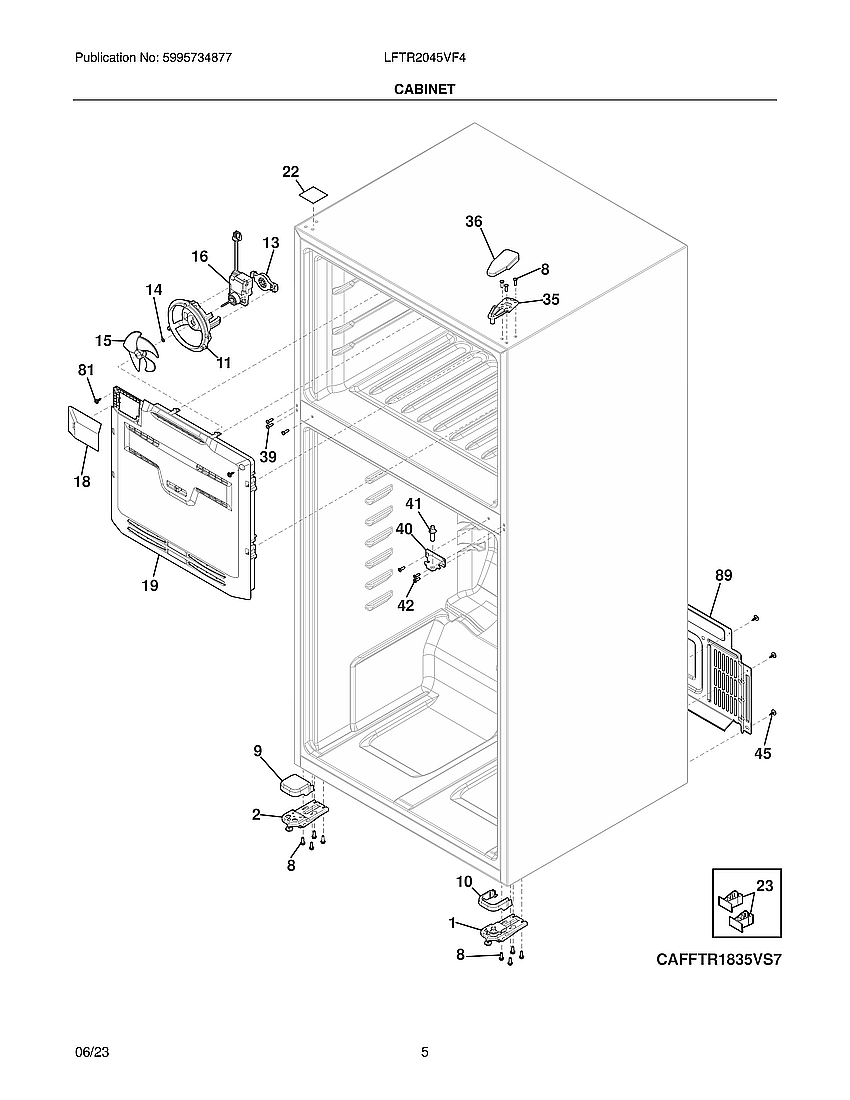 Cabinet Diagram and Parts List for LFTR2045VF4  Frigidaire Refrigerator