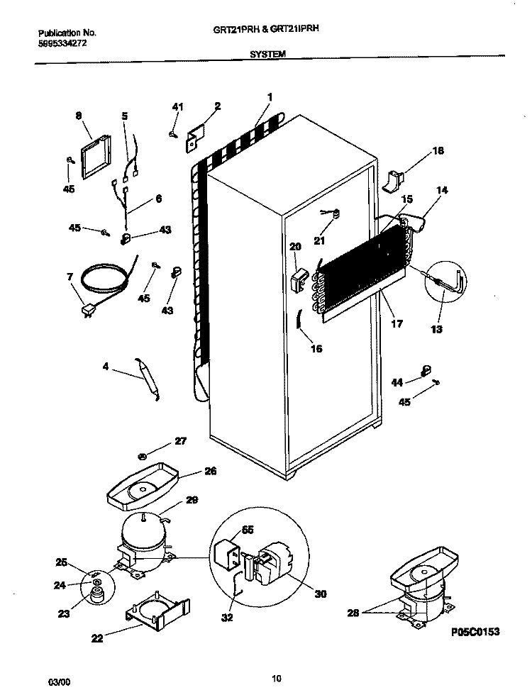 SYSTEM Diagram and Parts List for GRT21IPRHD5  Gibson Refrigerator