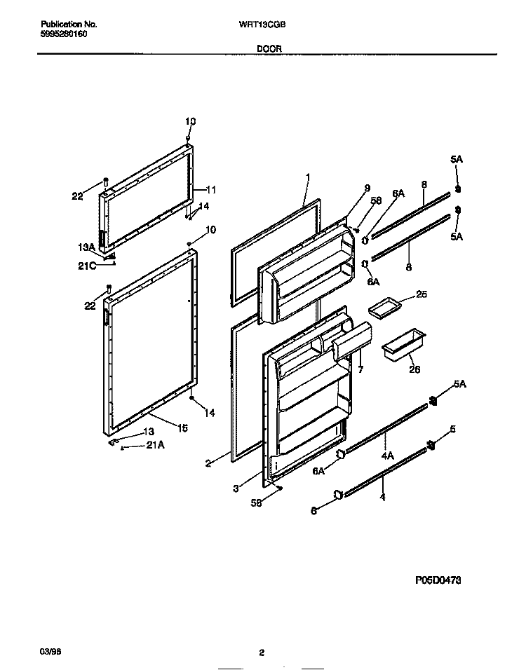 DOOR Diagram and Parts List for WRT13CGBY3  Frigidaire Refrigerator