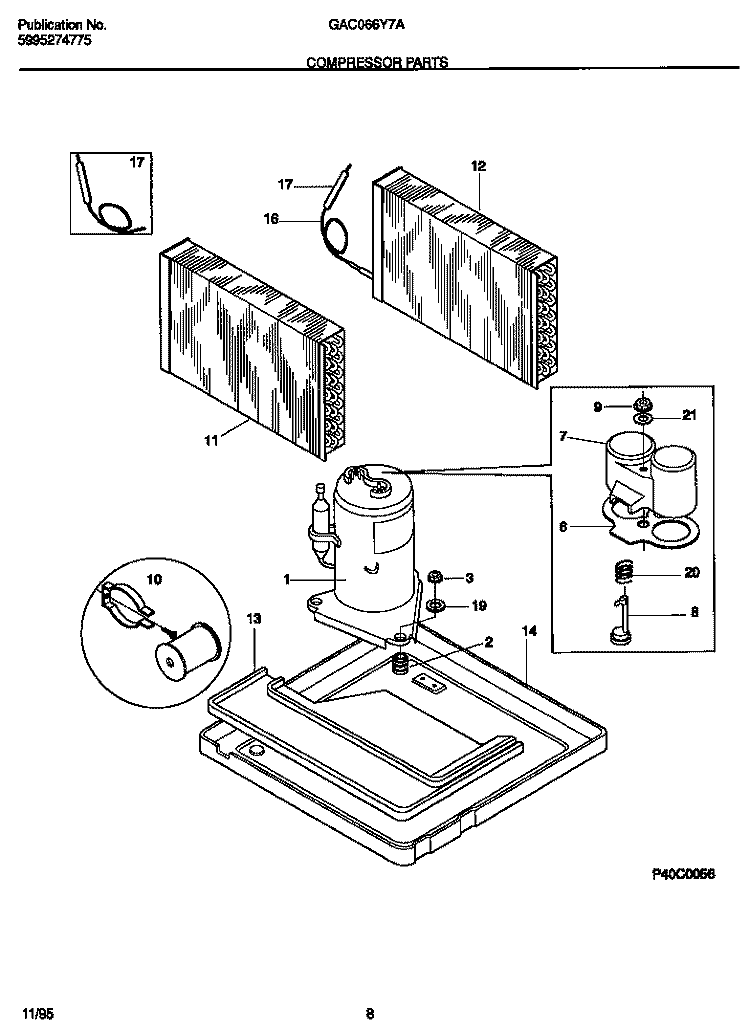 COMPRESSOR PARTS Diagram and Parts List for GAC066Y7A5  Gibson Air Conditioner