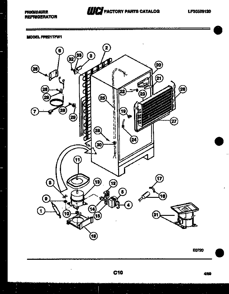 SYSTEM AND AUTOMATIC DEFROST PARTS Diagram and Parts List for PFE21TFA1  Frigidaire Refrigerator