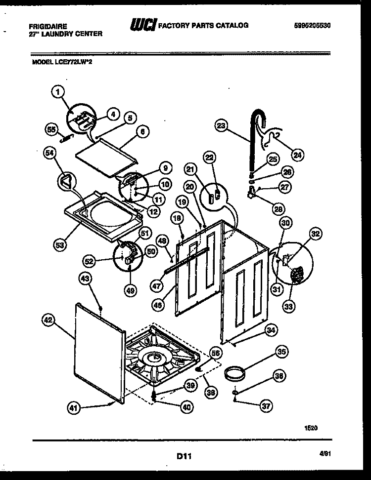 CABINET PARTS Diagram and Parts List for LCE772LL2  Frigidaire Washer Dryer Combo