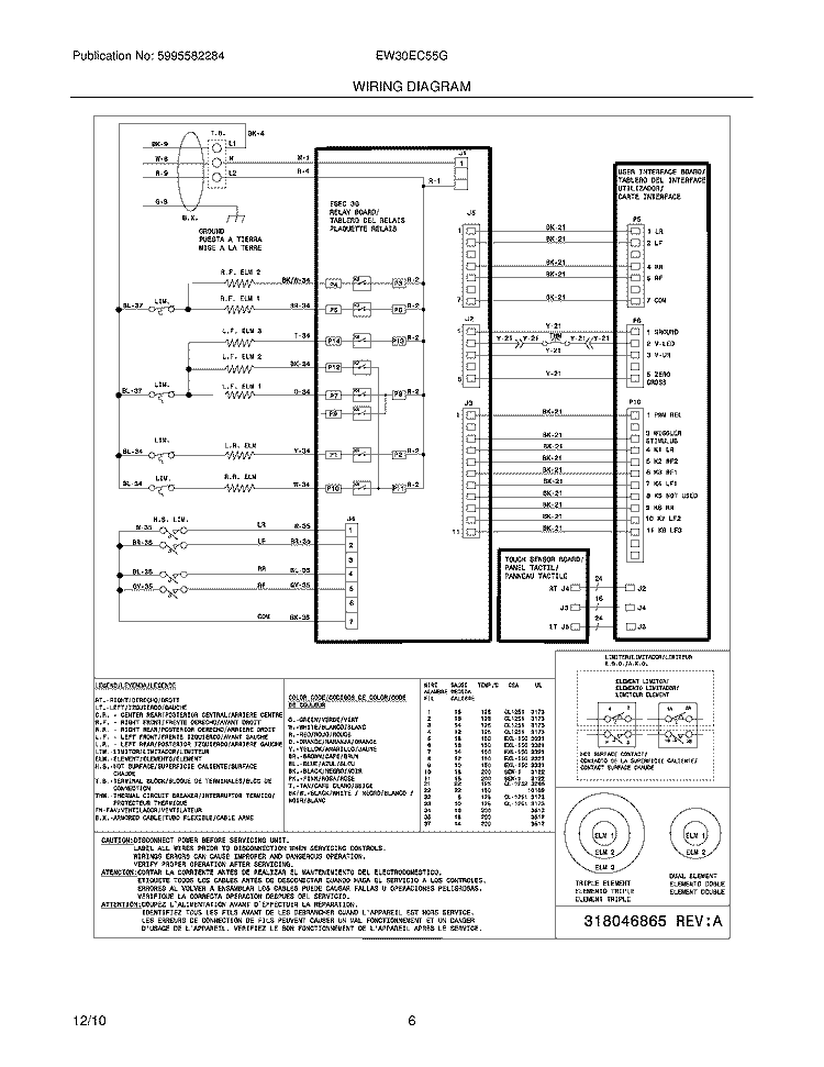 WIRING DIAGRAM Diagram and Parts List for EW30EC55GW2  Electrolux Cooktop