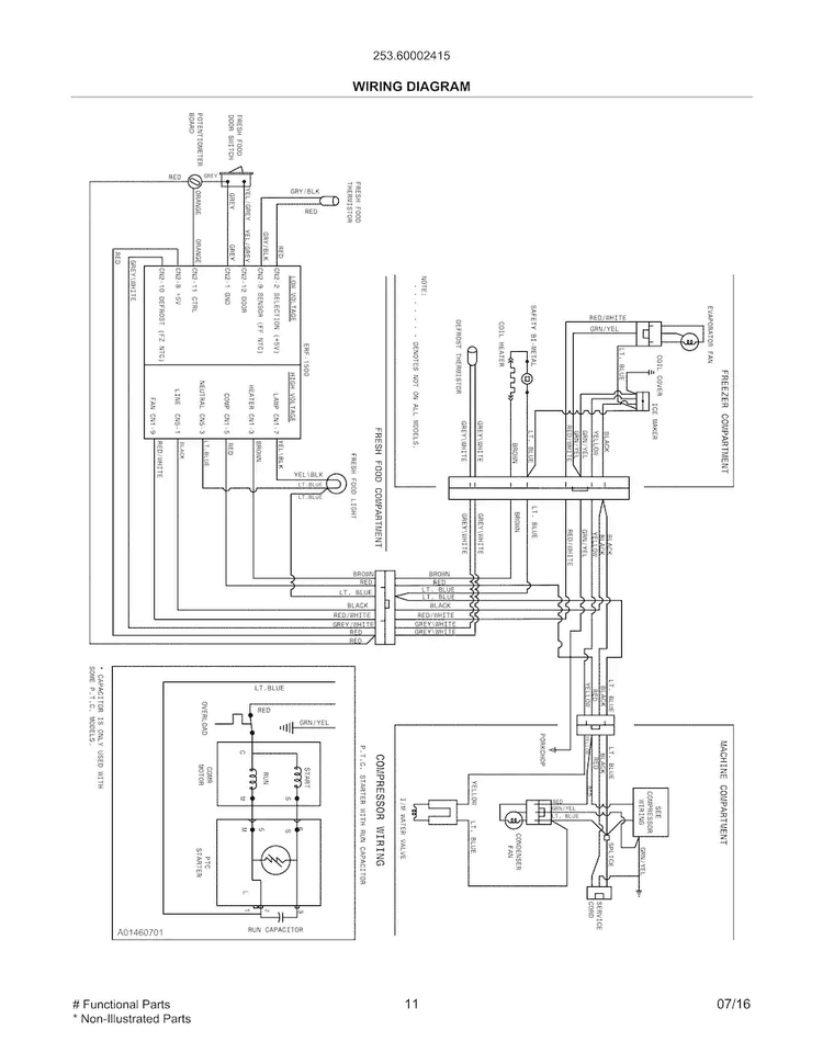 Wiring Diagram Diagram and Parts List for 25360002415  Kenmore Refrigerator
