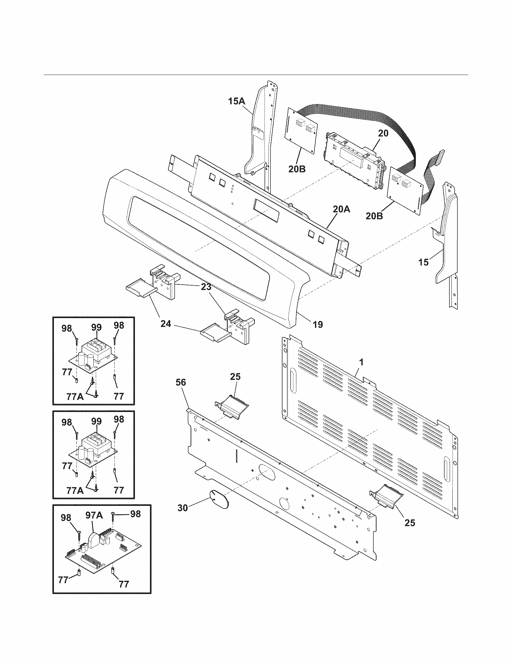 Backguard Diagram and Parts List for 79092183014  Kenmore Range