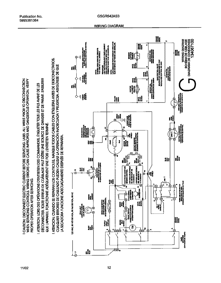 WIRING DIAGRAM Diagram and Parts List for GSGR642AS3  Frigidaire Dryer