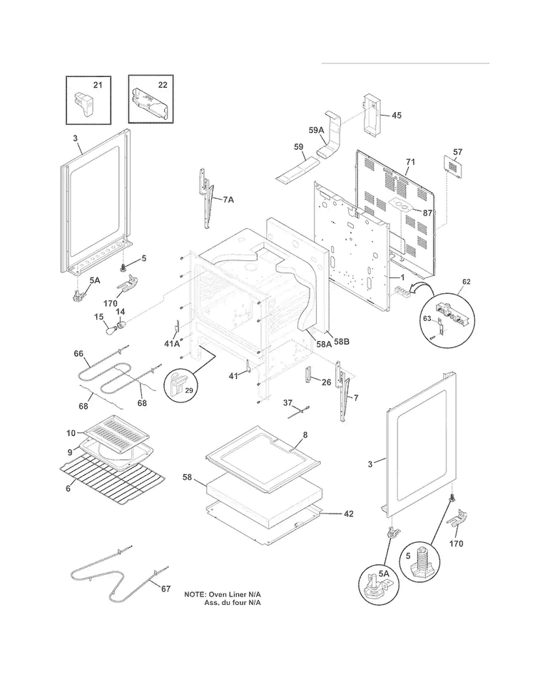 Body Diagram and Parts List for FFEF3012LSG  Frigidaire Range