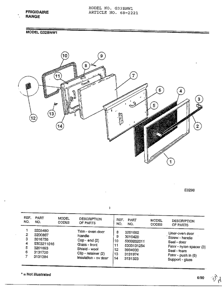 Frigidaire - Range Page 4 Diagram and Parts List for 2221  Frigidaire Range