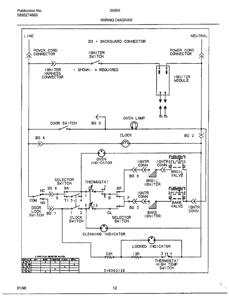 Wiring Diagram Diagram and Parts List for 285847C  Frigidaire Range