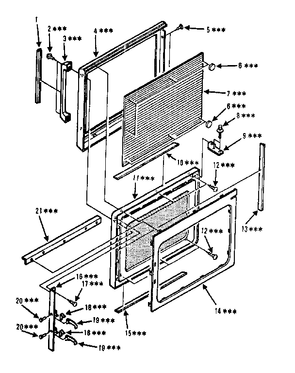 Door Parts Diagram and Parts List for 5648796381  Kenmore Microwave