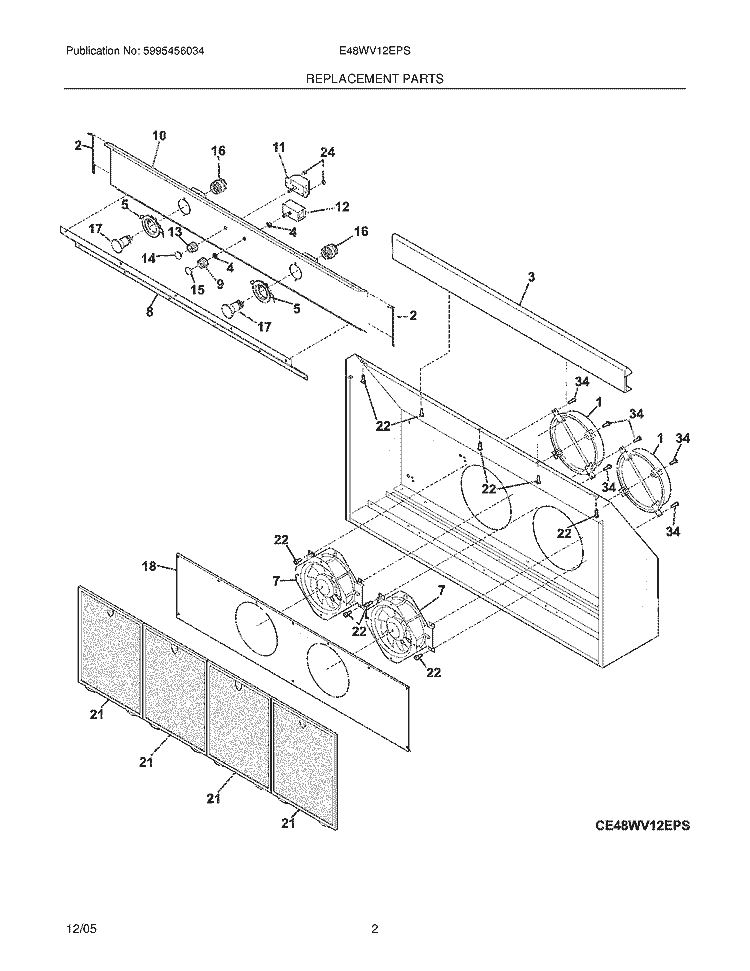 REPLACEMENT PARTS Diagram and Parts List for E48WV12EPS  Electrolux Range Hood