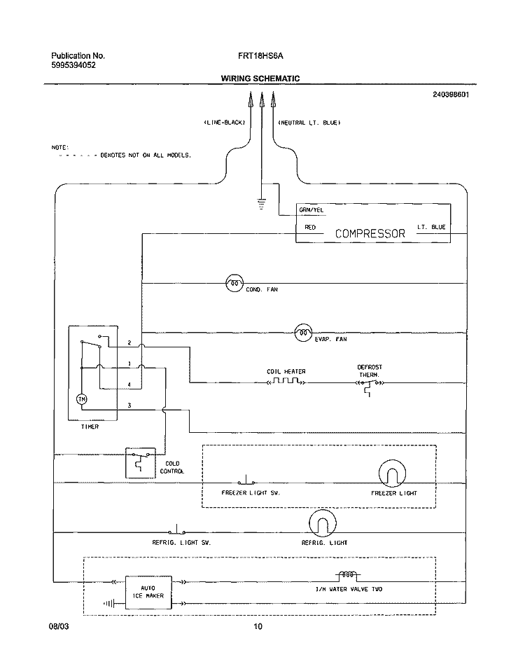 WIRING SCHEMATIC Diagram and Parts List for FRT18HS6AWA  Frigidaire Refrigerator