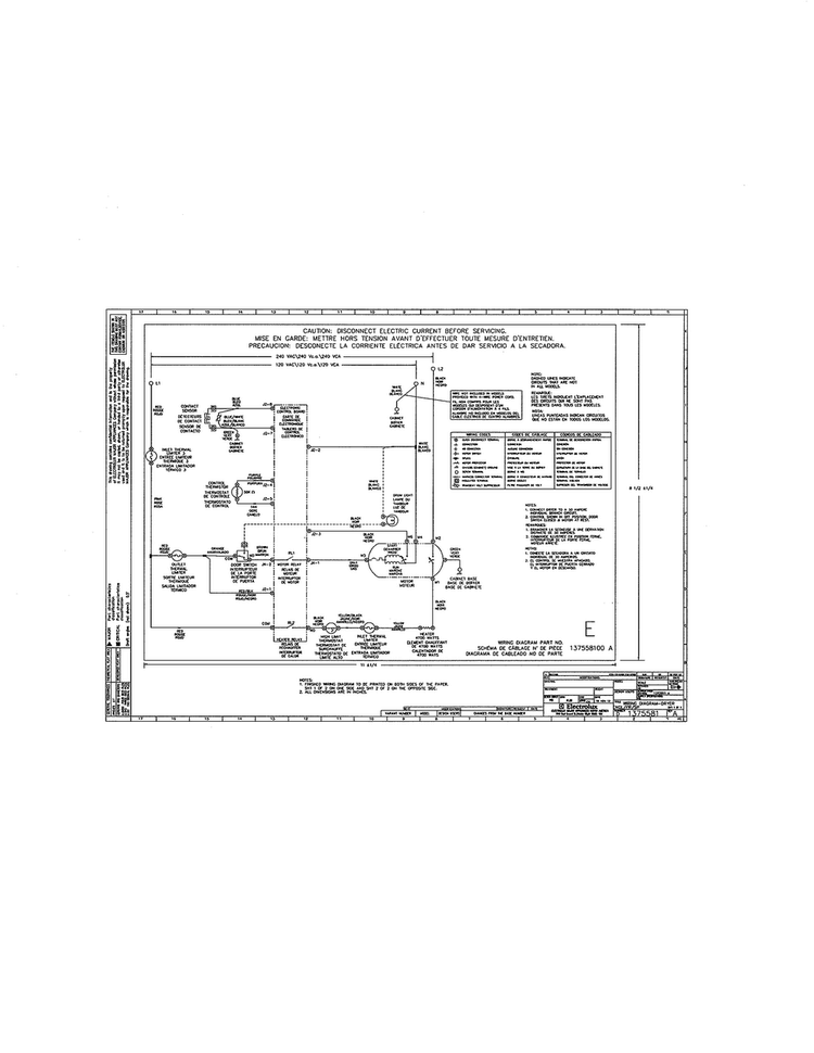 Wiring Diagram Diagram and Parts List for CFQE4000QW0  Frigidaire Dryer