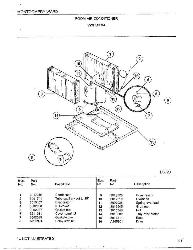 Room Air Conditioner Page 3 Diagram and Parts List for 5658A  Frigidaire Air Conditioner