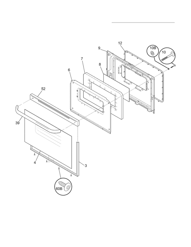 Door Diagram and Parts List for CWEF310GSG  Westinghouse Range