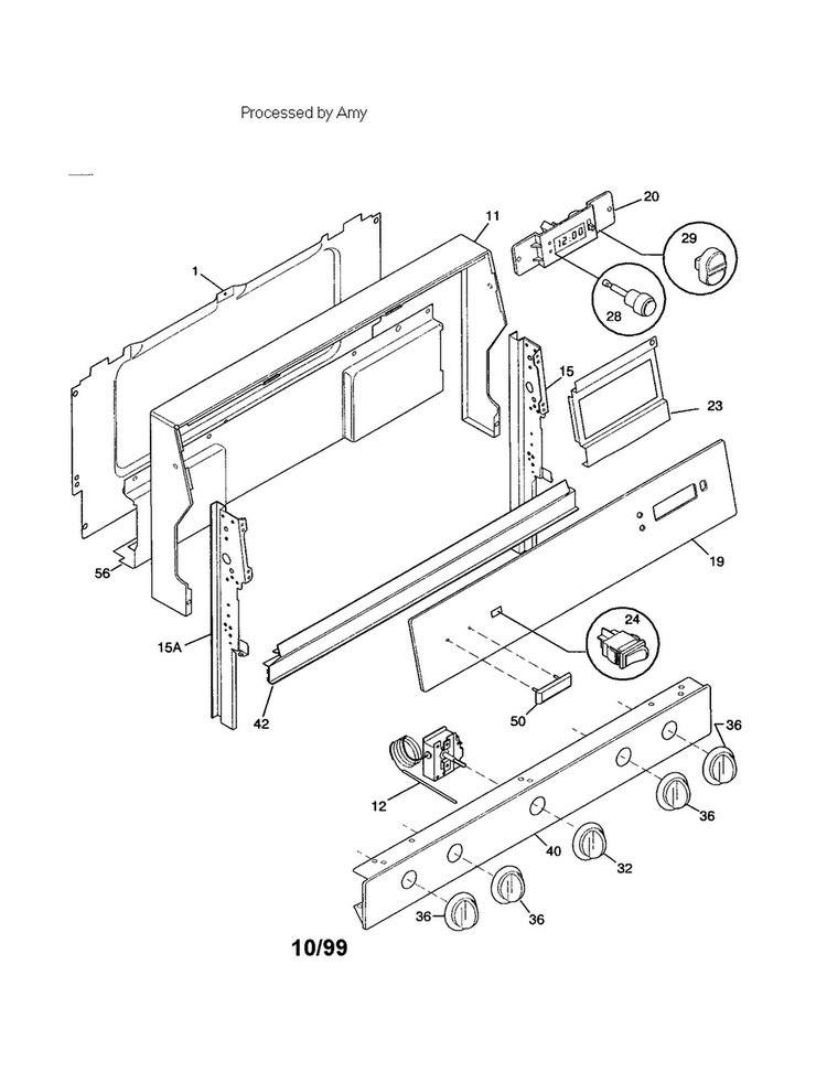 Backguard Diagram and Parts List for NHP05AMM  Tappan Range