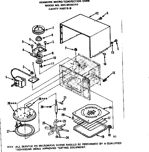 Convection Oven/cavity Parts-b Diagram and Parts List for 5648938310  Kenmore Microwave
