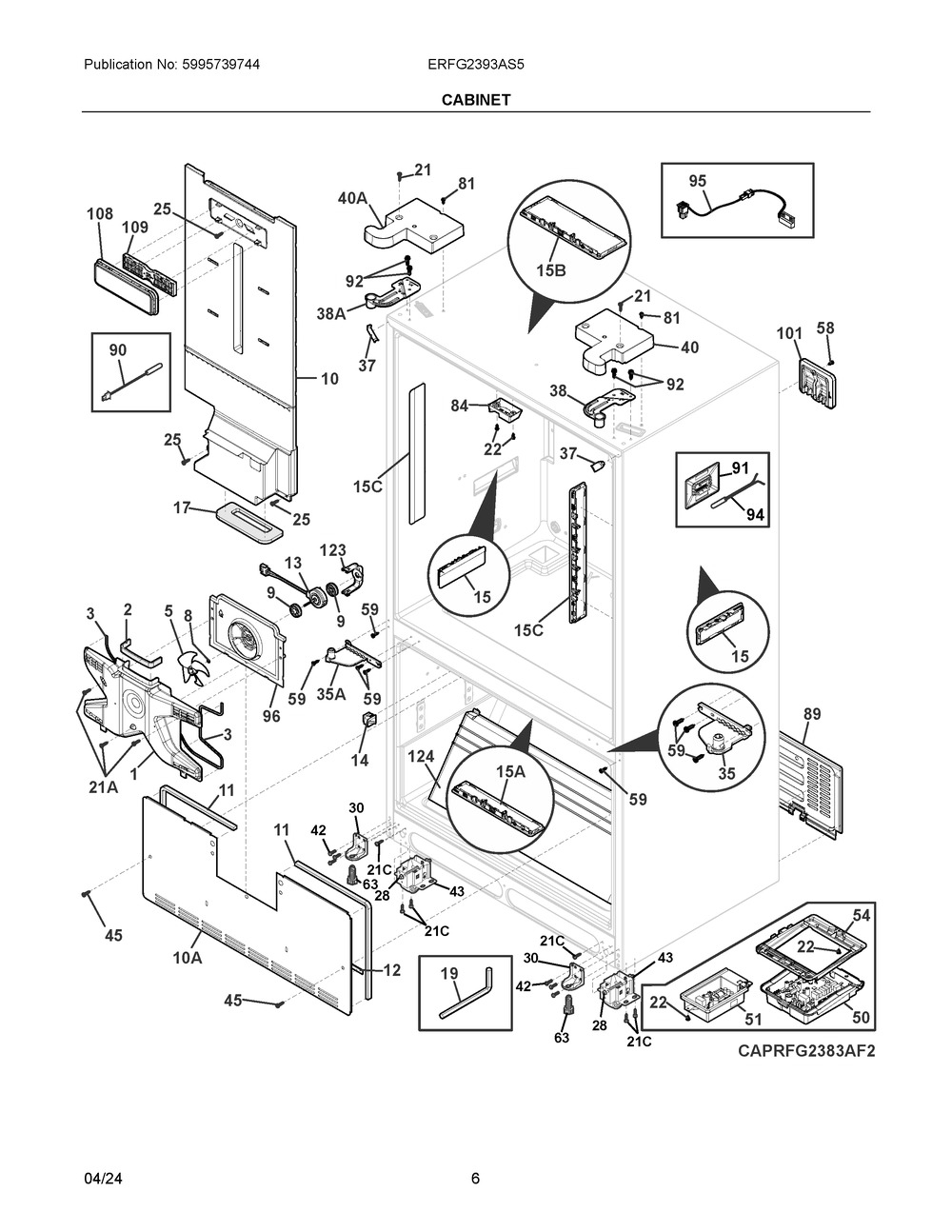 Cabinet Diagram and Parts List for ERFG2393AS5  Frigidaire Refrigerator