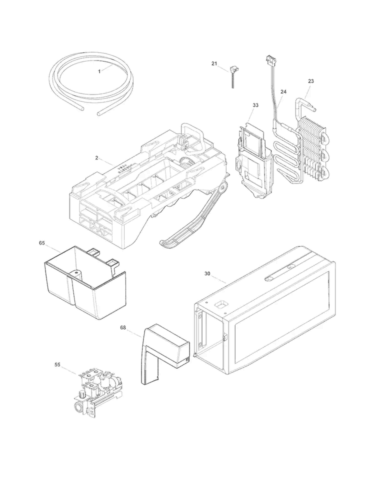 Ice Maker Diagram and Parts List for FPHF2399MF6  Frigidaire Refrigerator