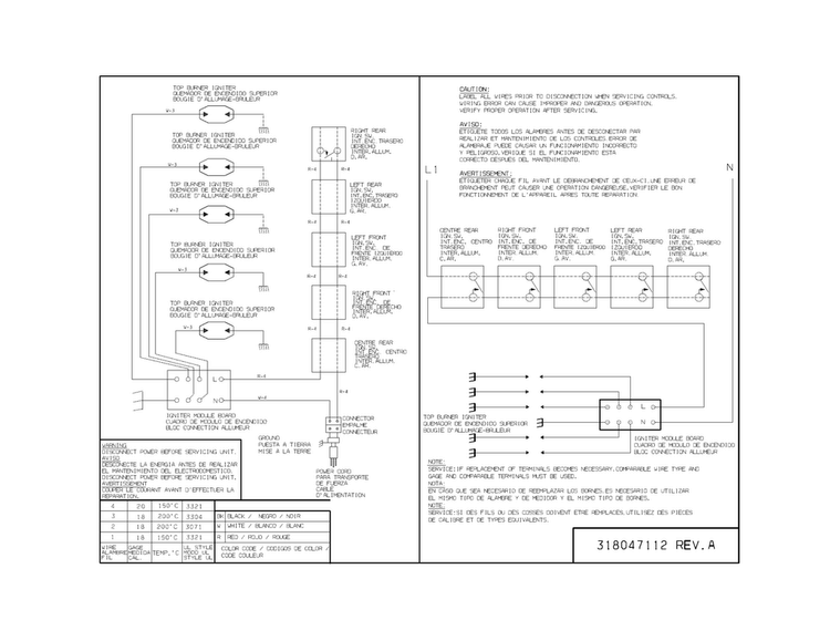 Wiring Diagram Diagram and Parts List for FFGC3610QSA  Frigidaire Cooktop