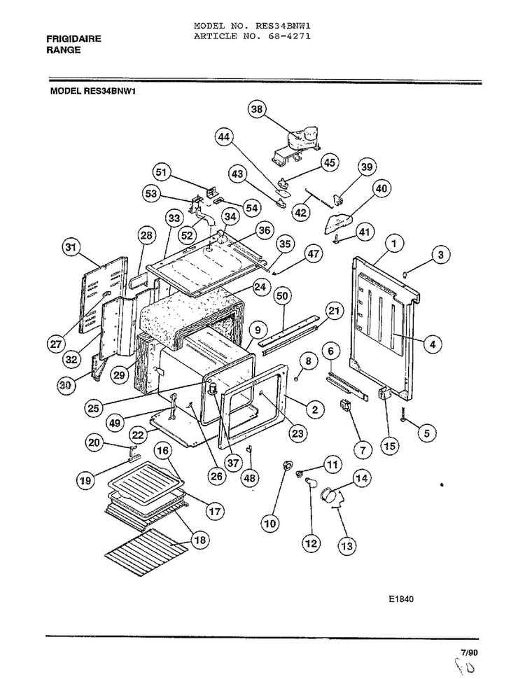 Frigidaire Range Page 5 Diagram and Parts List for 4271  Frigidaire Range