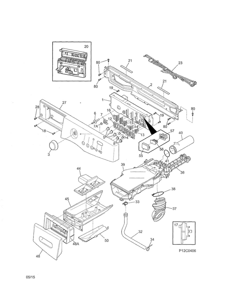 Control Panel Diagram and Parts List for 41741122310  Kenmore Washer