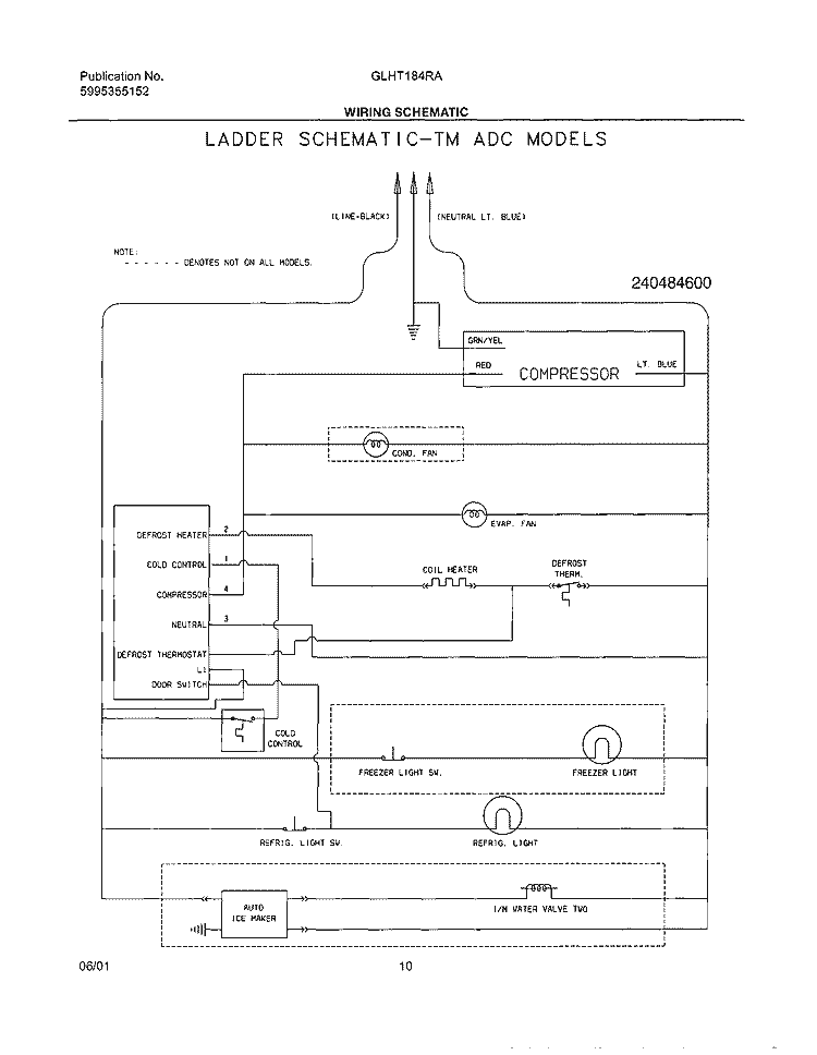 WIRING SCHEMATIC Diagram and Parts List for GLHT184RAQ0  Frigidaire Refrigerator