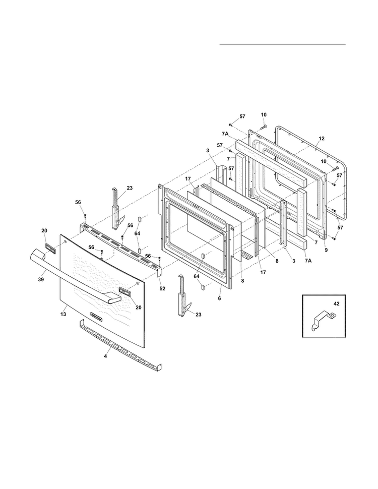 Door Diagram and Parts List for EI30GS55LBA  Electrolux Range