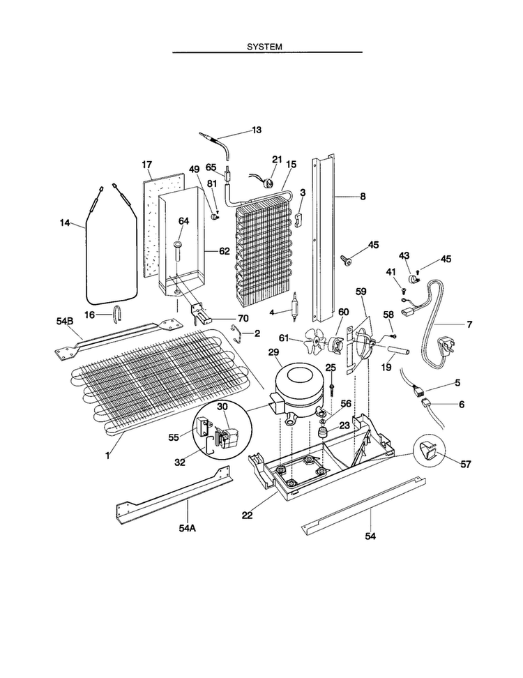 System Diagram and Parts List for FRS26KR4JW1  Frigidaire Refrigerator