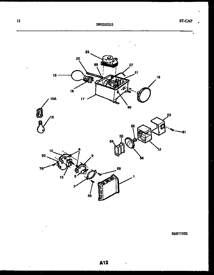 REFRIGERATOR CONTROL ASSEMBLY, DAMP Diagram and Parts List for FPE22VPW0  Frigidaire Refrigerator