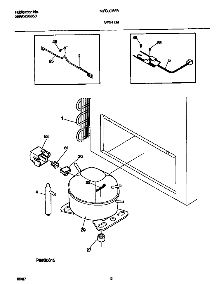 SYSTEM Diagram and Parts List for MFC09M6BW4  Frigidaire Freezer