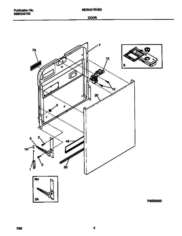 Frigidaire Mdb421rhs0 4 Diagram and Parts List for MDB421RHS0 V0 Frigidaire Refrigerator