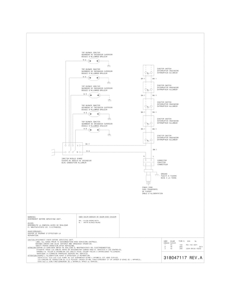Wiring Diagram Diagram and Parts List for FGGC3047QWB  Frigidaire Cooktop