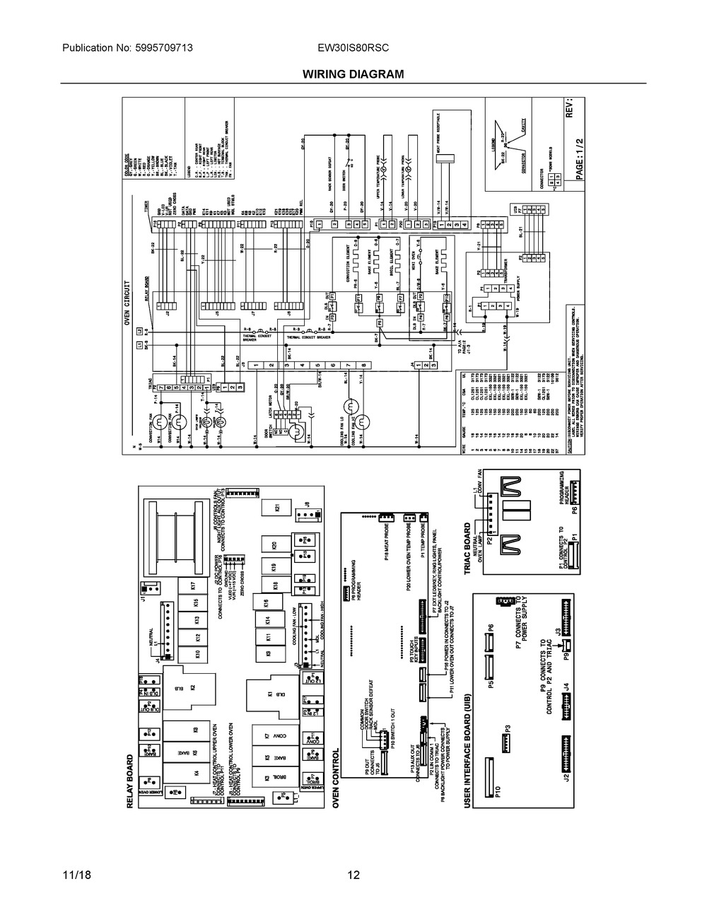 Wiring Diagram Diagram and Parts List for EW30IS80RSC  Frigidaire Range