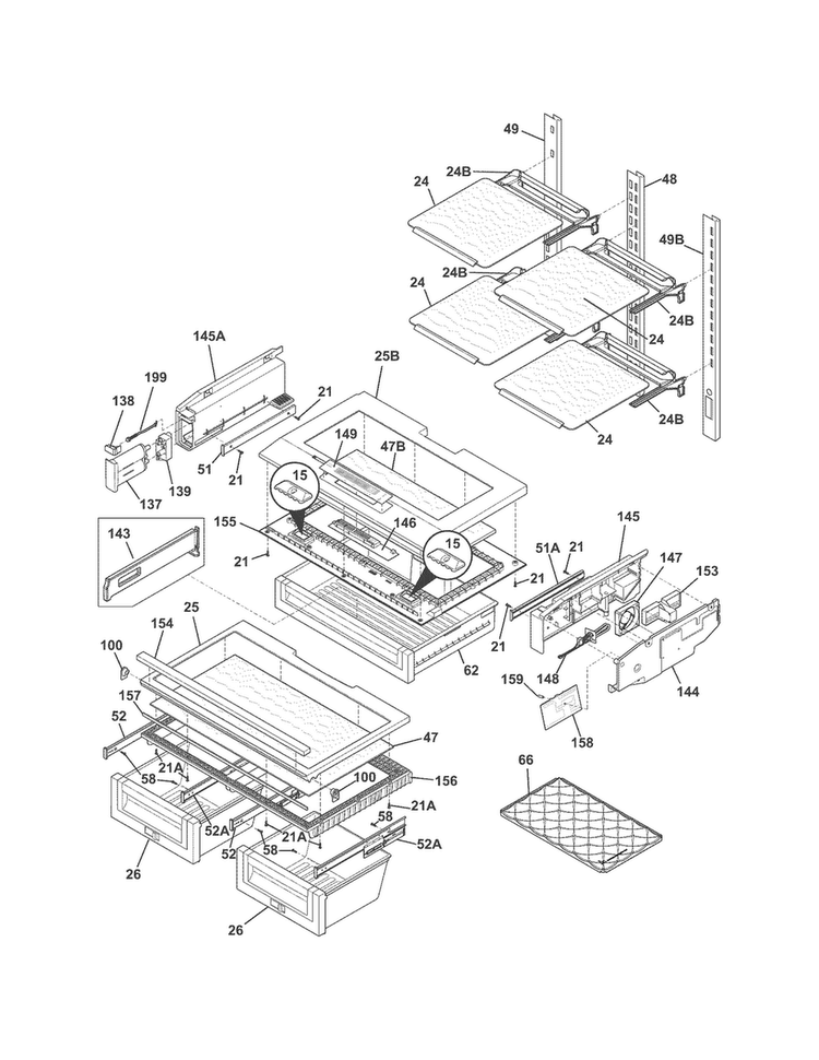 Shelves Diagram and Parts List for EI28BS80KS3  Electrolux Refrigerator