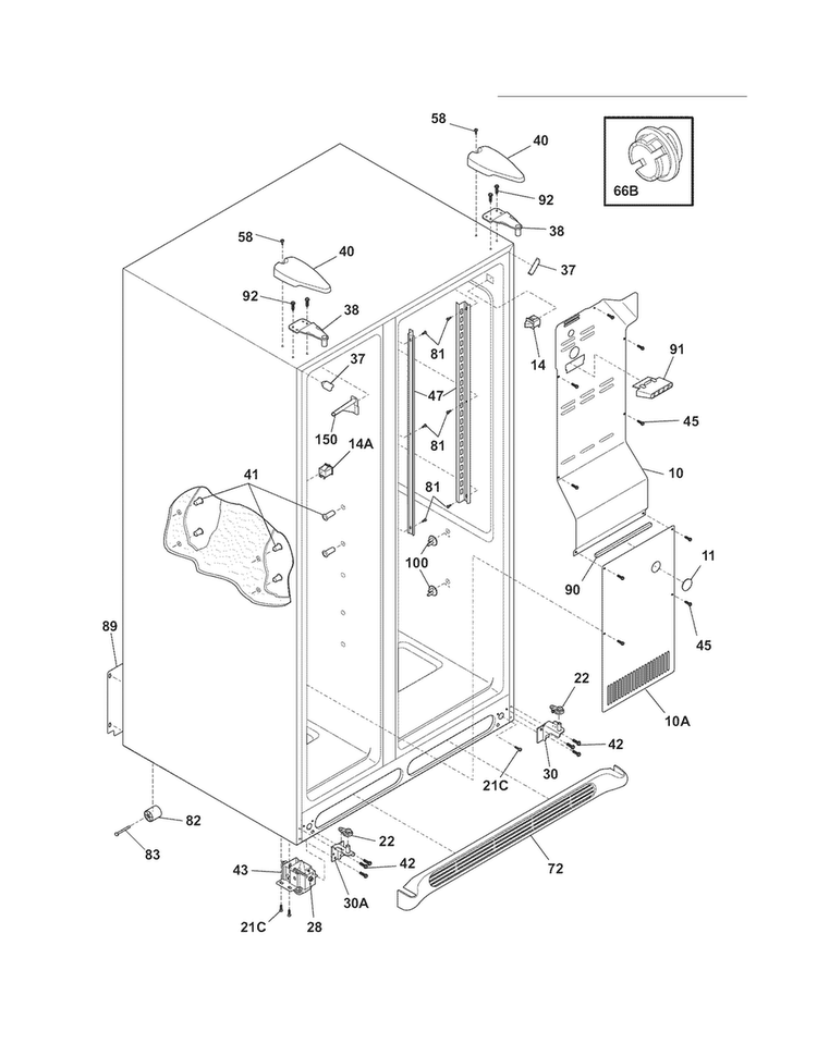 Cabinet Diagram and Parts List for FLS26Z2GKB6  Frigidaire Refrigerator