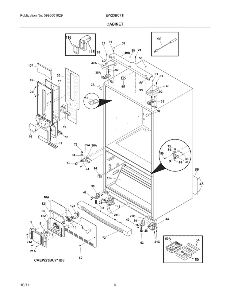 Cabinet Diagram and Parts List for EW23BC71IS9  Electrolux Refrigerator