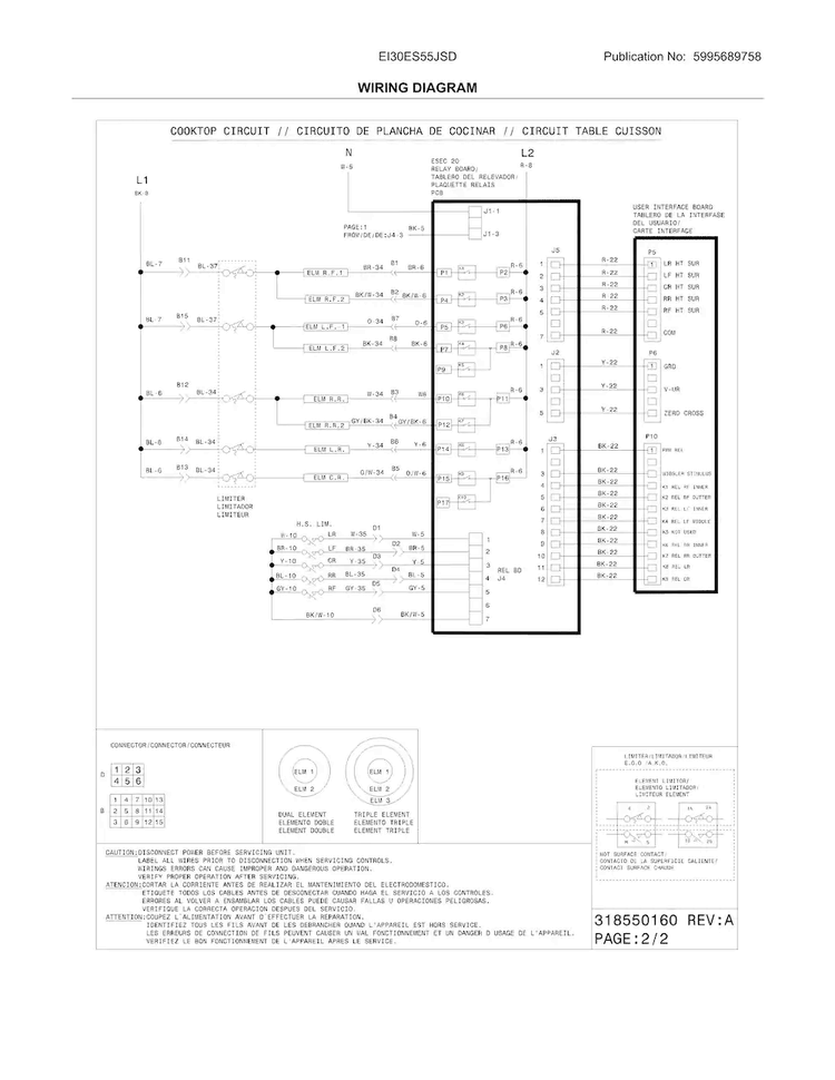Wiring Diagram Diagram and Parts List for EI30ES55JSD  Electrolux Range