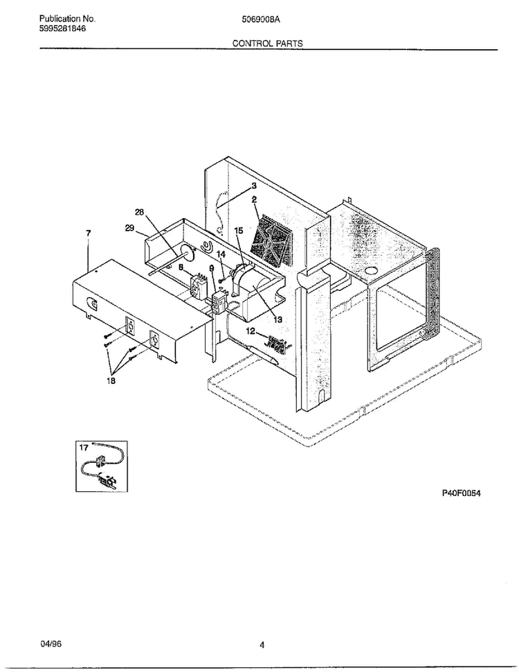 Control Parts Diagram and Parts List for 5069008A  Frigidaire Air Conditioner