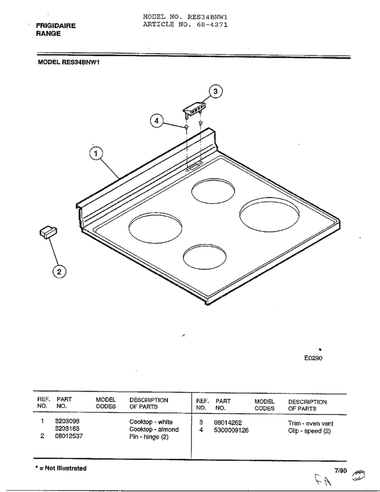 Frigidaire Range Page 2 Diagram and Parts List for 4271  Frigidaire Range