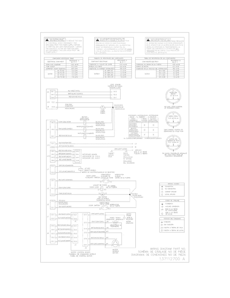 Wiring Diagram Diagram and Parts List for FAFW3001LW0  Frigidaire Washer
