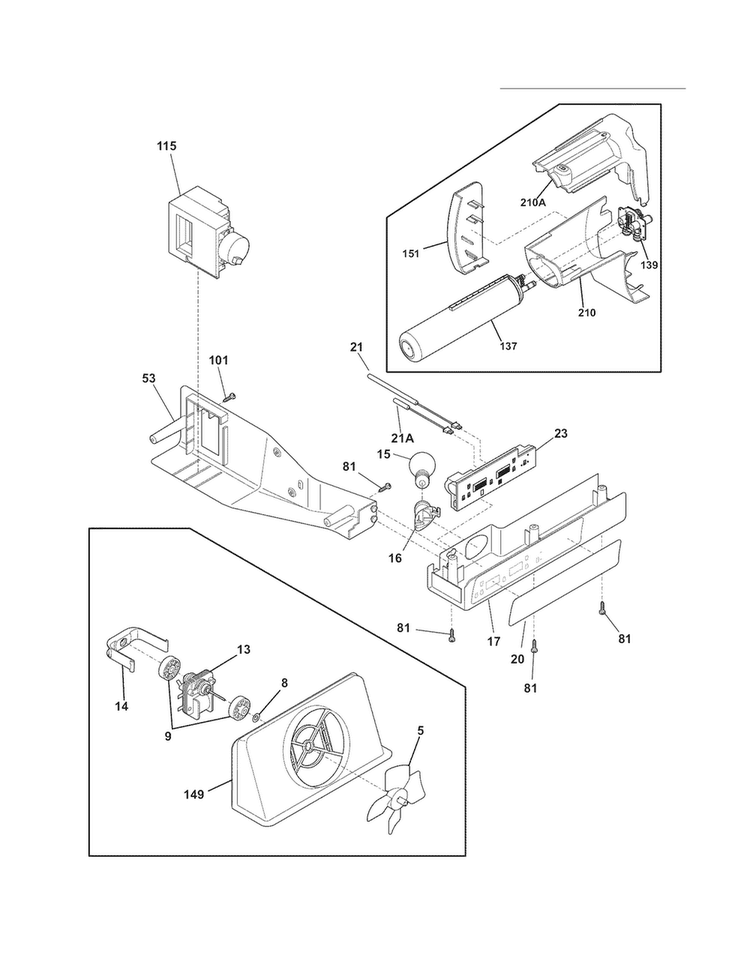 Controls Diagram and Parts List for FFHS2612LS5  Frigidaire Refrigerator